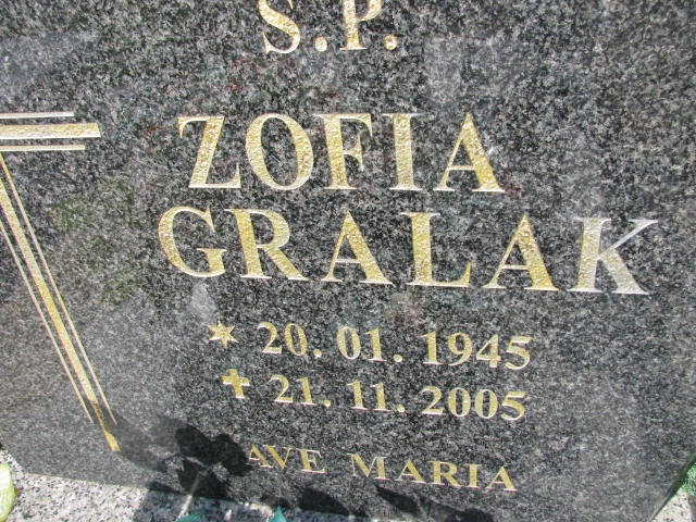 Zofia Gralak 1945 Strzelin - Grobonet - Wyszukiwarka osób pochowanych