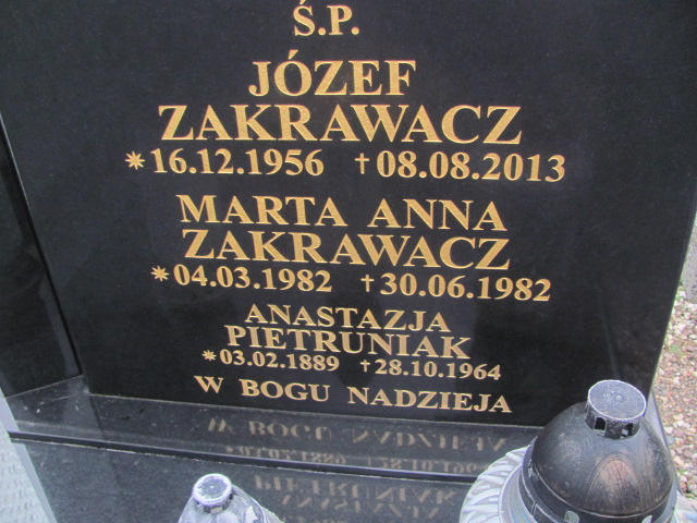 Józef Zakrawacz 1956 Strzelin - Grobonet - Wyszukiwarka osób pochowanych