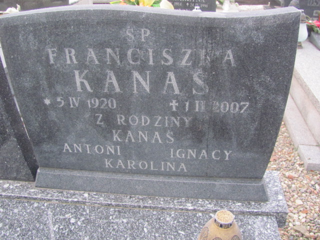 Franciszka Kanaś 1920 Strzelin - Grobonet - Wyszukiwarka osób pochowanych