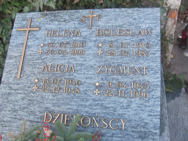 Alicja Dziekońska  1940 Strzelin - Grobonet - Wyszukiwarka osób pochowanych